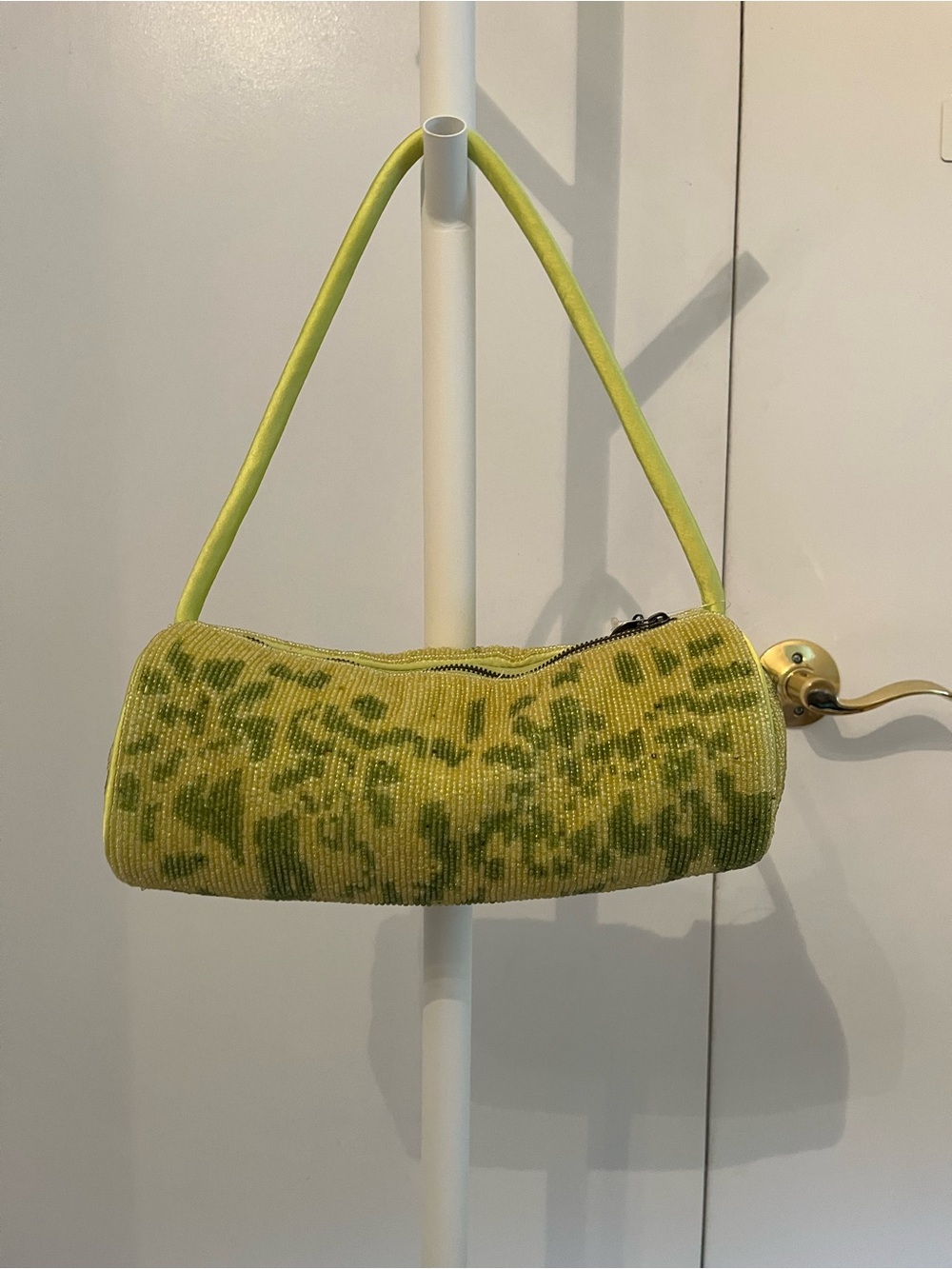 Free People NWT Bailey beaded barrel bag - green color sold out online! - Picture 1 of 3